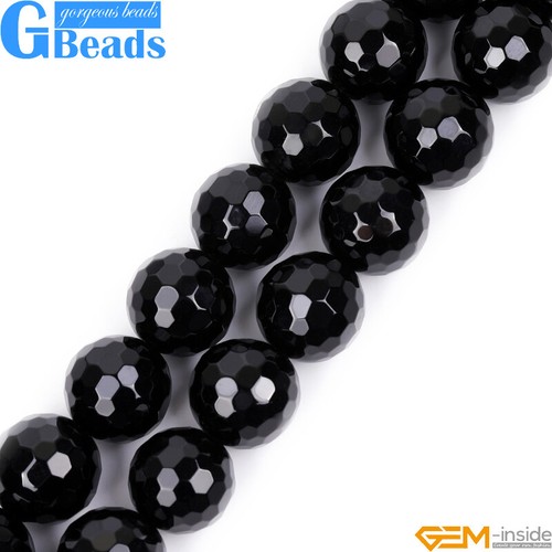 Black Agate Beads Onyx Natural Gemstone Faceted Round Spacer Beads 15" 6mm 8mm - Picture 8 of 61