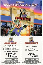 2009 Chuck E. Cheese Expired Coupon Purple Shirt Logo  3.5 x 5.5 inches