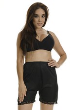 Short 15" Length Women Mini Pettipants Slip Ladies Black Size 6 Bloomer 653