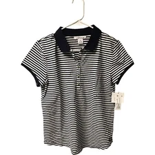 $20.00 Liz Claiborne Essential Polo Short Womens Medium Dark Blueberry Multi NWT