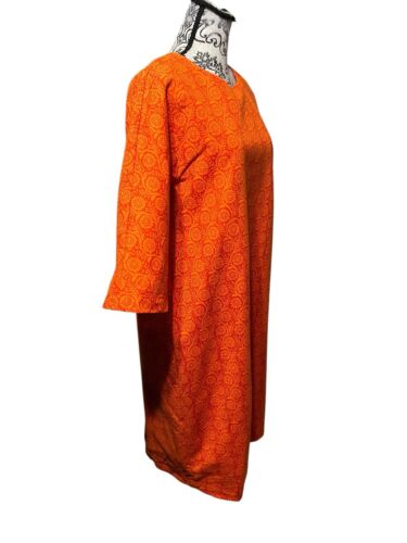 Marimekko Orange Floral Cotton Blend Dress Size 40 3/4 sleeves - Picture 2 of 11