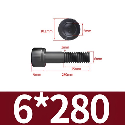 Tornillos de cilindro de acero M6 DIN 912 12.9 hexágono interior cabeza de cilindro en blanco M6x - Imagen 50 de 52