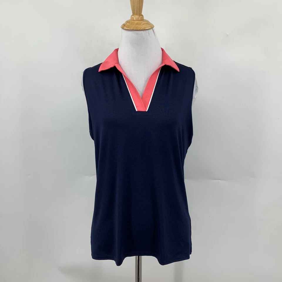 Polo de golf deportivo Haley para mujer S pequeño azul marino rosa con cuello sin mangas absorbente Foto 2 de 4