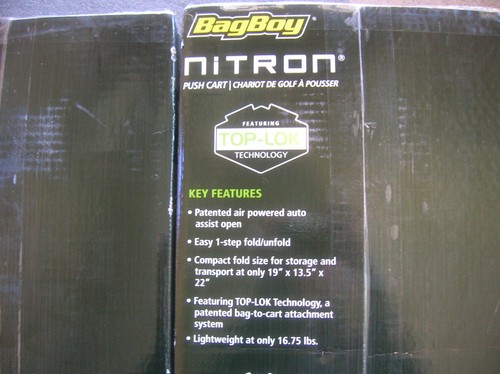 BagBoy Nitron 3 Wheel Push Cart Silver/Black One Step Open Top Lok Super Compact - Picture 3 of 5