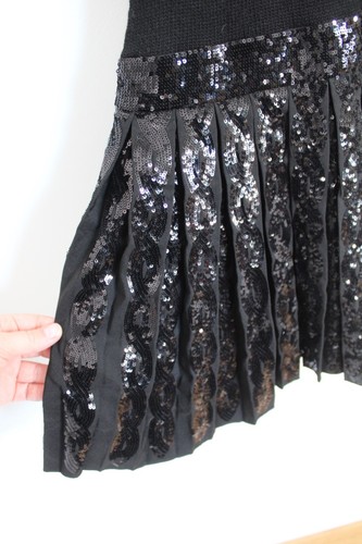 NWT POLO Ralph Lauren L/XL Black Knit Sleeveless Sequin Pleat-Skirt Dress - Picture 5 of 9