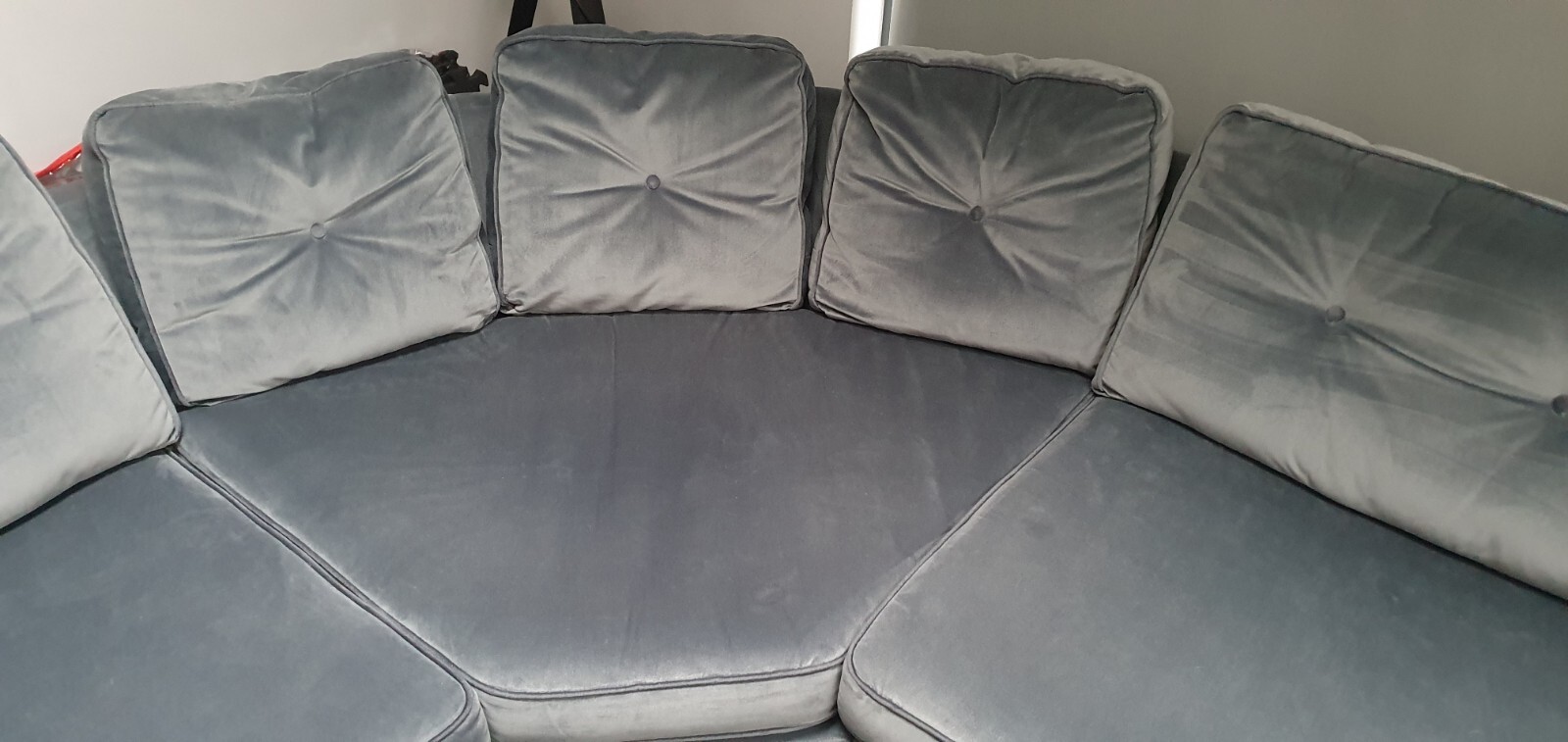 Sofology Grey Cricketer Corner Sofa 5 Seater With Matching Pouffe And Fabric Kit eBay