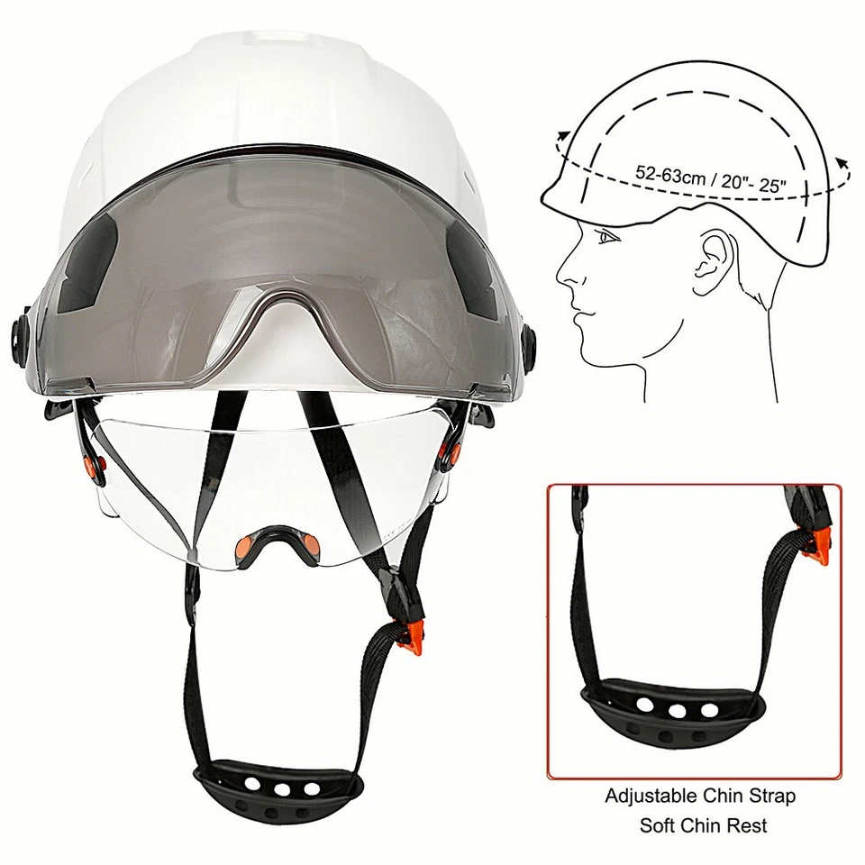 Casco de seguridad para construcción con visera gafas integradas casco gorra de trabajo ANSI Foto 3 de 4