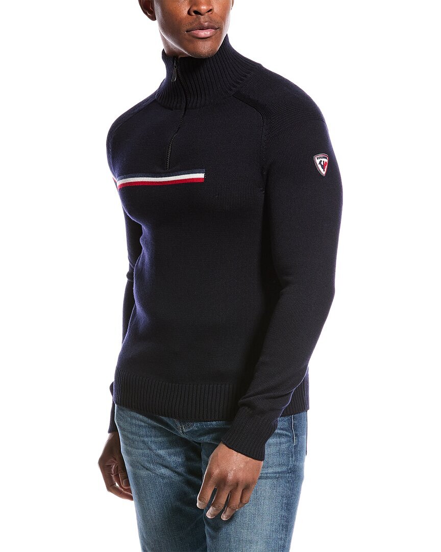Вязаный свитер Rossignol Major из шерсти на молнии 1/2, мужской, синий, Xl