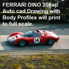 Ferrar Dino 206sp AutoCad DXF file of the Body Profiles Full size .