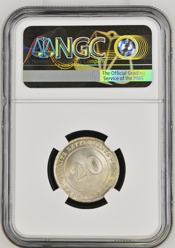 Straits Settlements 1919 (B) 20 Cents BUNC NGC Graded MS 66 - Picture 3 of 3