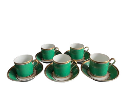 Richard Ginori Impero green Cup & Saucer 5 Set Impero green Gold Itary
