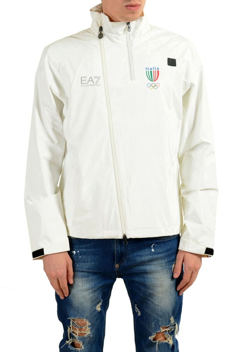 Emporio EA7 &#034;Italia Team&#034; Men&#039;s White Full Zip Hooded Jacket | eBay