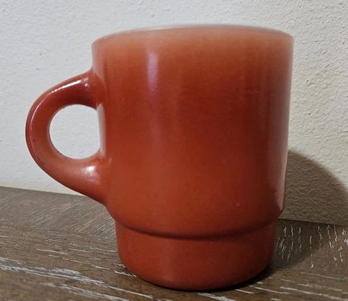 Vintage Fire King Anchor Hocking Stacking Coffee Mug USA - Amber Brown Rust