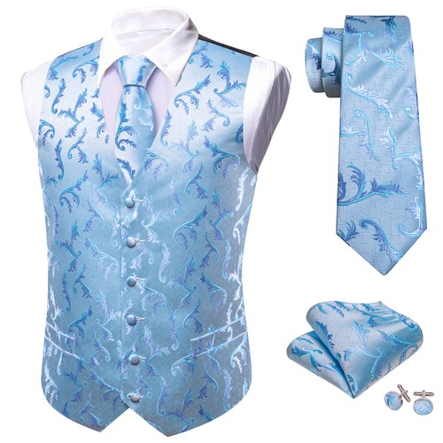 NEW Men's Paisley Design Dress Vest and Neck Tie Hankie Set For Suit or Tuxedo - Bild 97 von 129