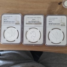 NGC Canada $5 Silver Maple Leaf Coins Lot 1990 1999 2011 MS64 MS65 MS66