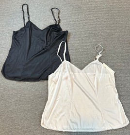 NWT VTG Vassarette CAMISOLE Black White Adjustable Strap 17701 M, L, XL, or 2XL