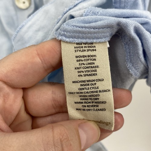 Soft Surroundings Brielle Blue Button Front Cotton Linen Shirt Whimsical Boho XL - Picture 4 of 5