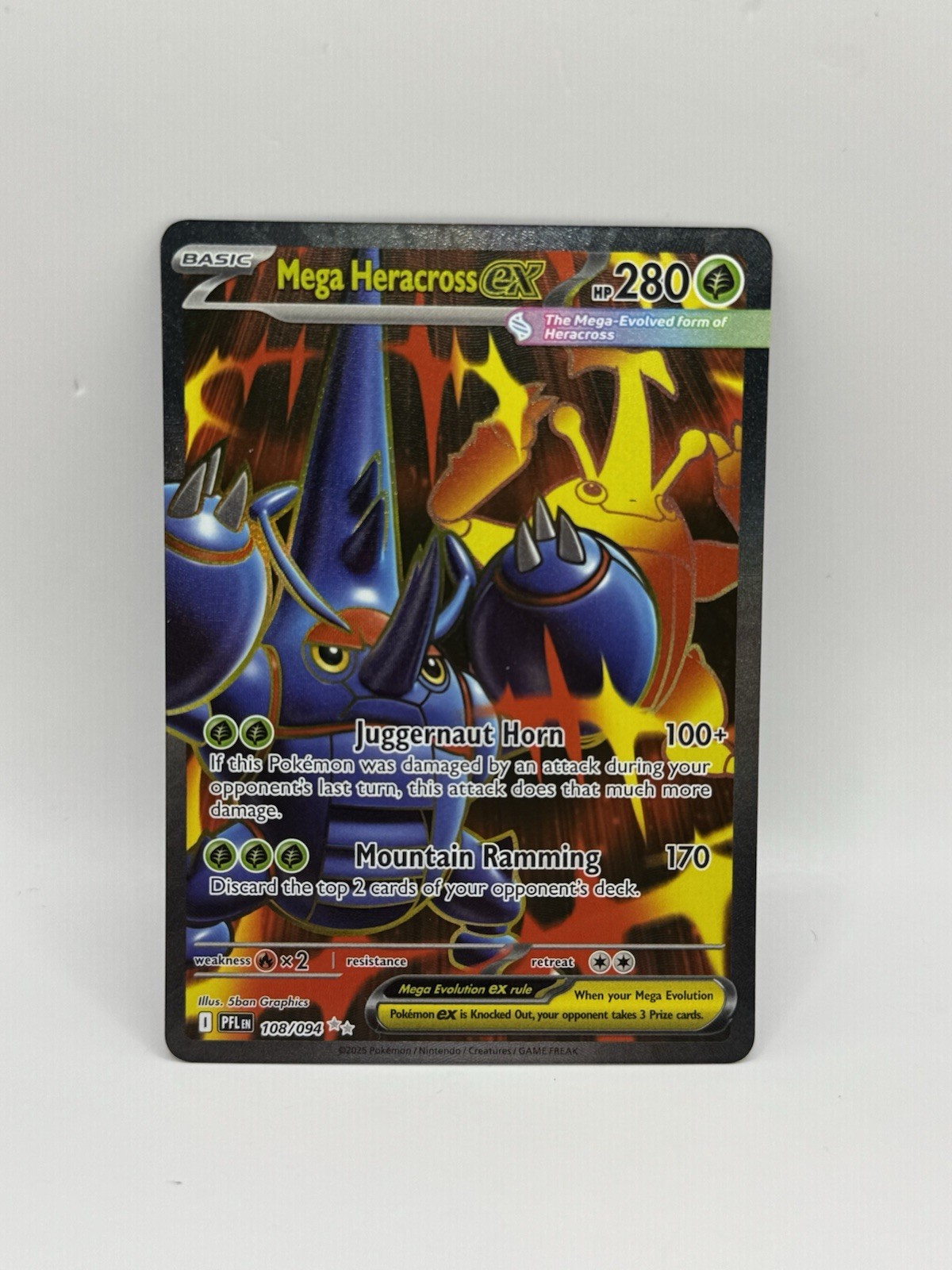 Mega Heracross ex Ultra Rare ME02: Phantasmal Flames 108/094 NM