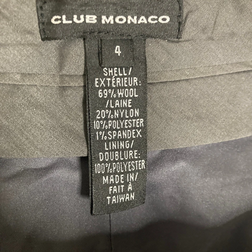 Pantalones Club Monaco para mujer talla 4 lana negro gris espiga Foto 4 de 4