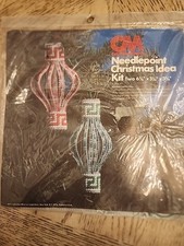 Vintage Needlepoint Christmas Idea Ornament Kit Holiday Lanterns Vintage New