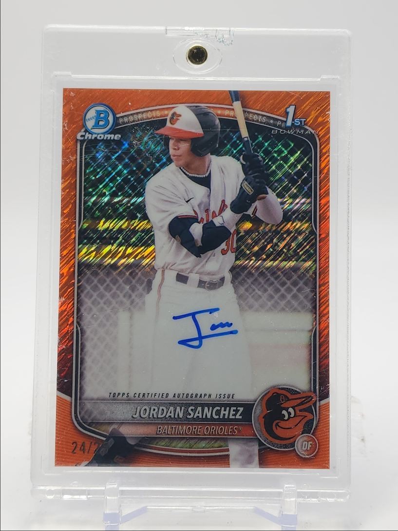 JORDAN SANCHEZ 2025 BOWMAN CHROME 1ST ORANGE SHIMMER REFRACTOR AUTO /25 Q0871