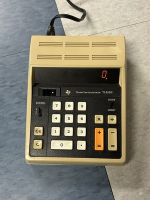 Texas Instruments Ti-3500 Desk Calculator  Vintage With Box And Cover