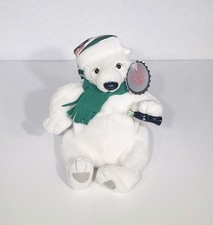 HTF 1999 VTG Coca Cola Polar Bear Plush Bean Bag Green Scarf Stocking Cap 6" EUC