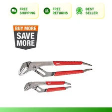 2-PACK 6In. and 10In. Straight-Jaw Pliers Set Comfort-Grip Handle Rust-Resistant
