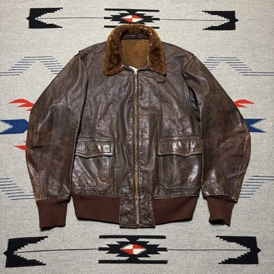 Vintage 40s WW2 US Navy M-422A G-1 Leather Bomber Jacket Mens 42