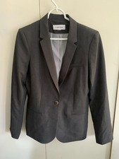 Calvin Klein Blazer Womens 8 Stretch Modern 1 Button Suit Jacket Office Career