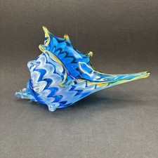 Vtg Hand Blown Murano Style Conch Sea Shell Art Glass Sculpture Home Decor 10  