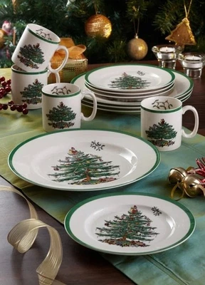 New Listing68-Piece Spode Porcelain China Christmas Tree Dinner Set