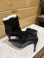 Nine West Black Lace-Up Ankle Boots Stiletto ...