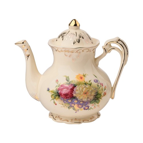 Flowering Shrubs Teapot, 25 oz Ceramic Tea Pot, Porcelain Teapot for Loose Te...