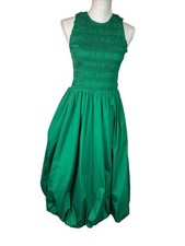Madewell Women's S Melody Bubble Hem Smocked Dress Green NWT