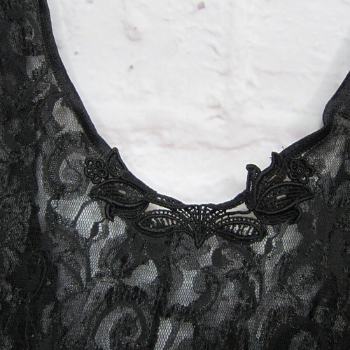 Vintage Cinema Etoile Black Lace Bodysuit Teddy Lingerie Size M New - Picture 3 of 11