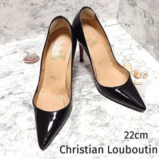 Christian Louboutin Patent Leather Red Sole Heels Pumps Size 35 22cm Black