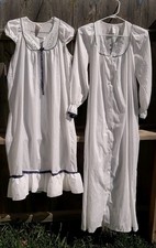 Vtg Granny Nightgown Robe Set Cotton 70s 80s Cottagecore Victorian Puff Sleeves