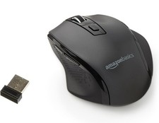 Amazon Basics Computer Mouse Wireless, Ergonomic, 2.4 GHz, DPI Adjustable, Black