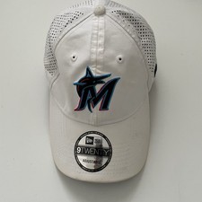 Miami Marlins New Era 9Twenty White Adjustable Hat MLB Back Mesh Modern Fan Wear