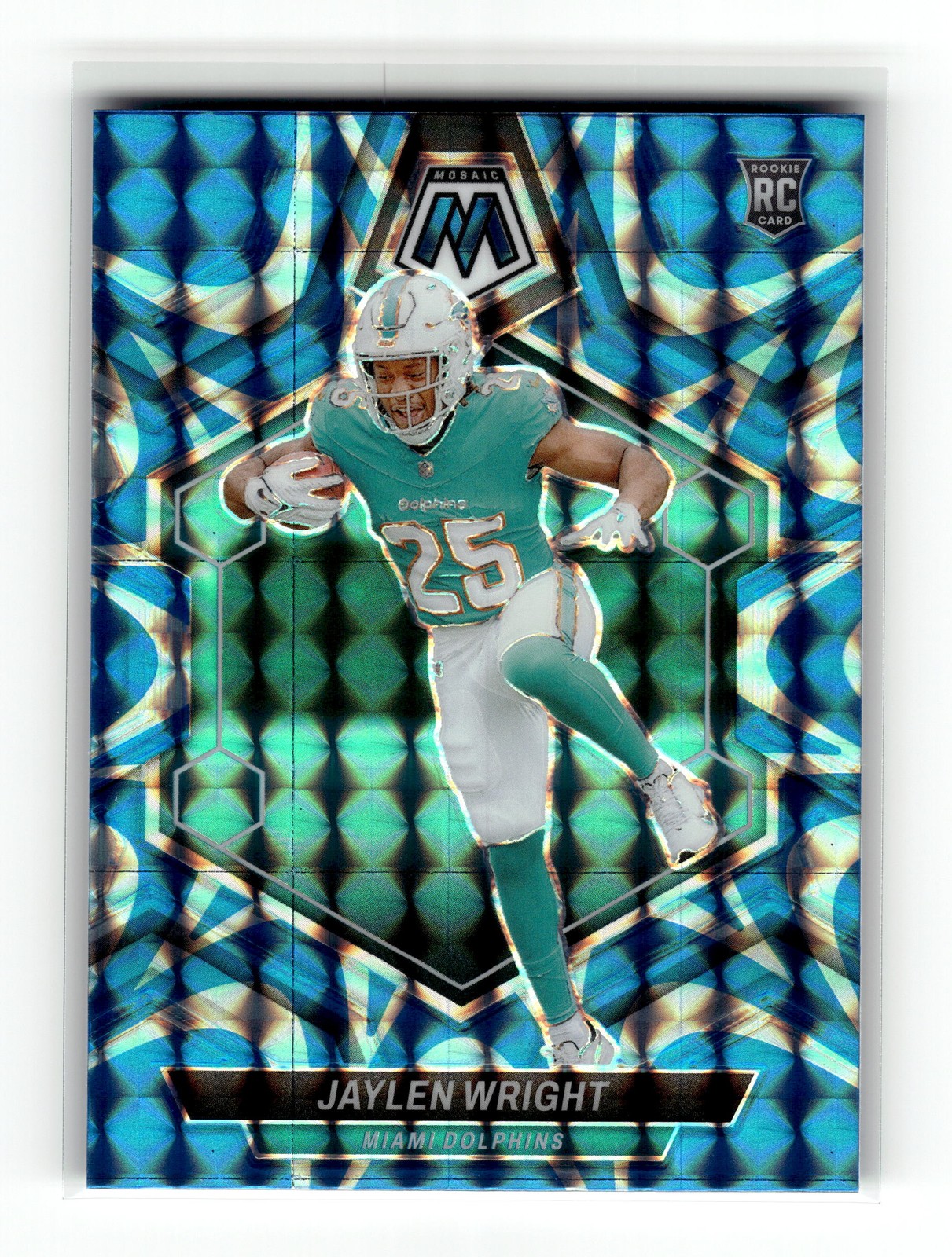 Jaylen Wright 2024 Panini Mosaic #383 Dolphins Mosaic Reactive Blue RC