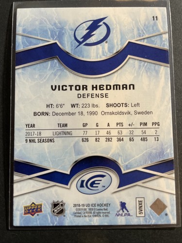 Victor Hedman 11 Tampa Bay Lightning 2018-19 Ice Green - Imagen 2 de 2