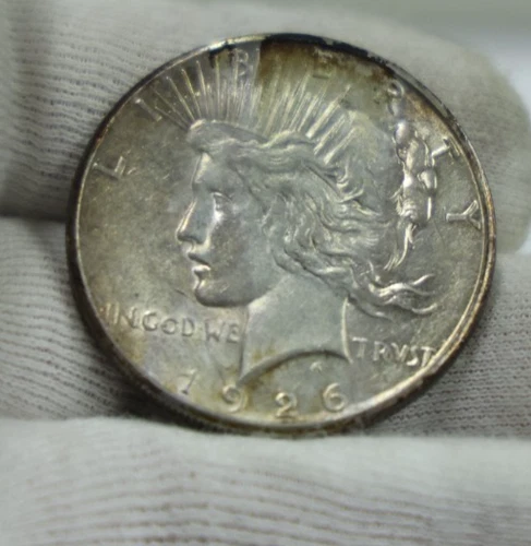 1926 S US Peace Silver Dollar $1 AU + (Tape Residue)