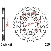 Kettenrad Stahl 47-ZäHne 428-Teilung FüR Daelim VS 125 Bj. 1997-1999