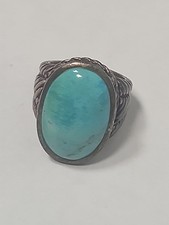 STERLING SILVER SIZE 7 RING WITH TURQUOISE OVAL STONE