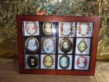 Wooden Jewelry Storage Box with 12 Dividers Display Case vintage