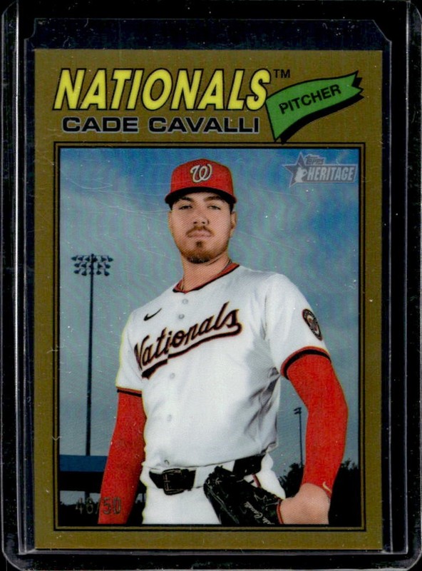 2026 Topps Heritage Cade Cavalli Chrome Gold Refractor #/50 Nationals