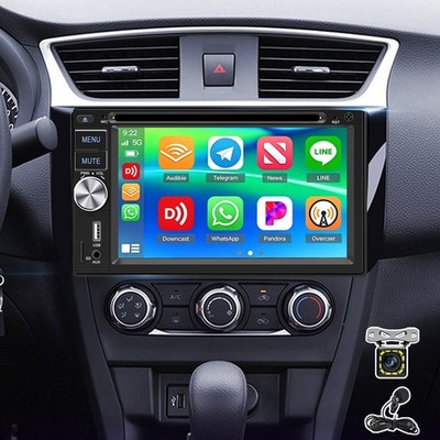 2DIN Autoradio Bluetooth Apple Carplay Android Auto Mit DVD AM FM USB Kamera MIC