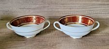 2 Tasses à Bouillon Porcelaine ROYAL DOULTON Buckingham Motif Rouge Doré Cup