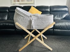 Handmade Crochet Moses Basket with tassel (stand not included)